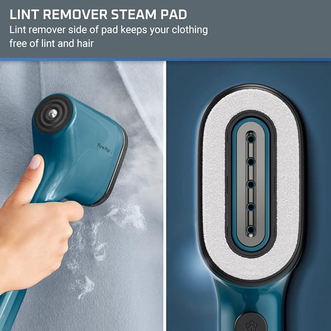 Rowenta PurePop Handheld Steamer for Clothes 1.5 Lbs 15 Second Heatup, 2.3 Oz Capacity 1150 Watts Portable, Ironing, Fabric Steamer, Garment Vacation Essentials, Travel Must Have Blue DR2020 DR2020U1