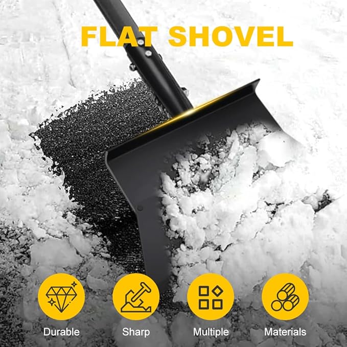 2 Pack Ice Scraper Heavy Duty, 2026 New Snow Shovel, Ice Chopper for Driveway, 52 inch Flat Shovel with Adjustable Handle, Floor Scraper for Snow Ice, Weed Removal, Garden, Car Camping (2)