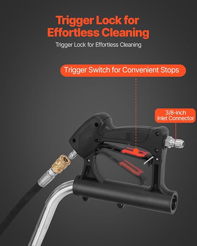VEVOR 21" Pressure Washer Surface Cleaner, Stainless Steel Pressure Washer Attachments with 4 Wheels, 4500 Max PSI, 3/8 Quick Connector, 2 Spray Nozzles, Dual Handle, for Concrete, Patio, Sidewalk