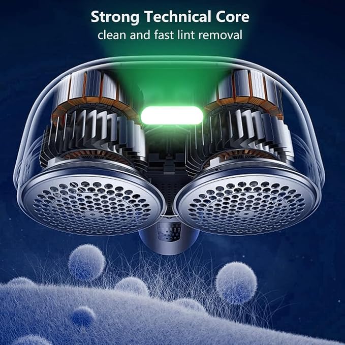 Nesugar Dual-Head Fabric Shaver, Electric Lint Remover with Green Light | 3 speed settings, honeycomb mesh protection & green light identification. Ideal for sweaters, coats, couch & linens. - Image 4