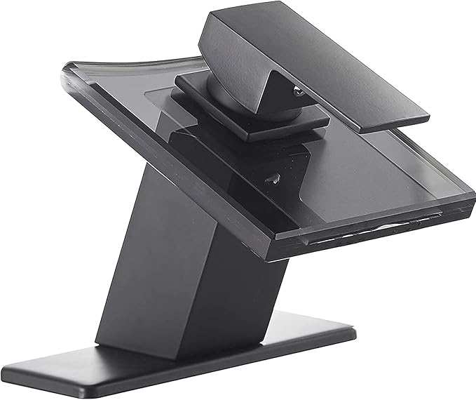 BWE Black Bathroom Faucet,Glass Waterfall Bathroom Faucet One Hole,Single Handle Modern Vanity Sink Faucets, Lavatory Basin Bath Mixer Tap Deck Mounted with Supply Lines