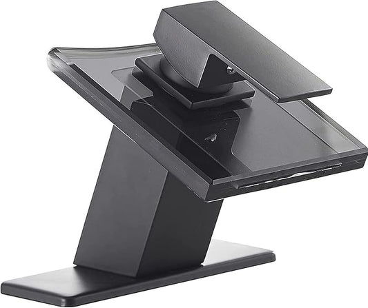 BWE Black Bathroom Faucet,Glass Waterfall Bathroom Faucet One Hole,Single Handle Modern Vanity Sink Faucets, Lavatory Basin Bath Mixer Tap Deck Mounted with Supply Lines