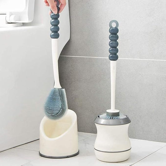Toilet Brush with Bracket Bathroom Cleaner Scrubber and Set, Plastic Cleaning with Long Handle
