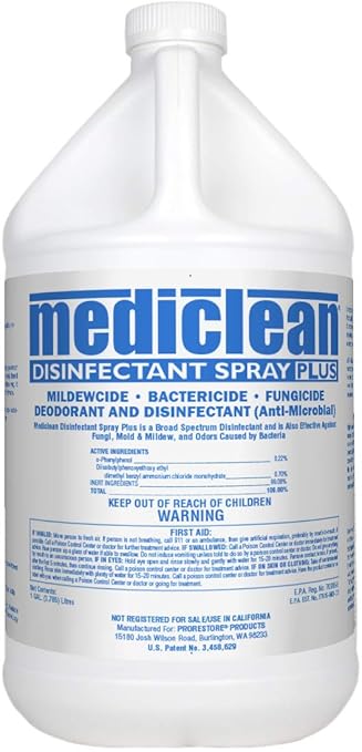 PRORESTORE Mediclean Disinfectant Spray Plus, Professional Broad-Spectrum Disinfectant for Mold, Mildew, Kills Organisms that Cause Odor, Decontaminate after Floods, MDSP, 1-Gal, 4 Pk (221522000)
