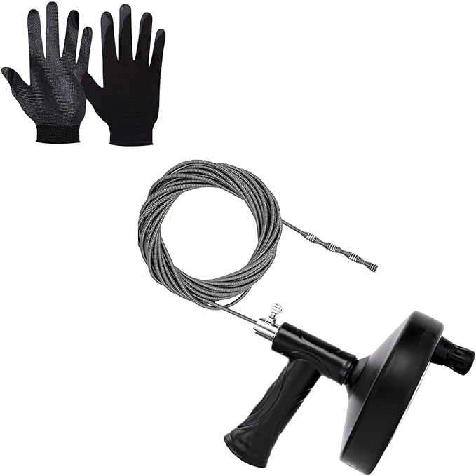 Drain Snake 25 Ft, Drain Auger Hair Clog Remover Heavy Duty Flexible Plumbing Snake Bathroom Kitchen Sink Cleaner Tools for Shower Bathtub Pipe
