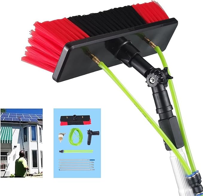 Solar Panel Cleaning Brush 23.6ft Aluminium Telescopic Pole for Cleaning Windows Solar Panels Greenhouse Roof Cleaning Tool / 35cm Brush Head,35cmbrushhead-6M/20FT