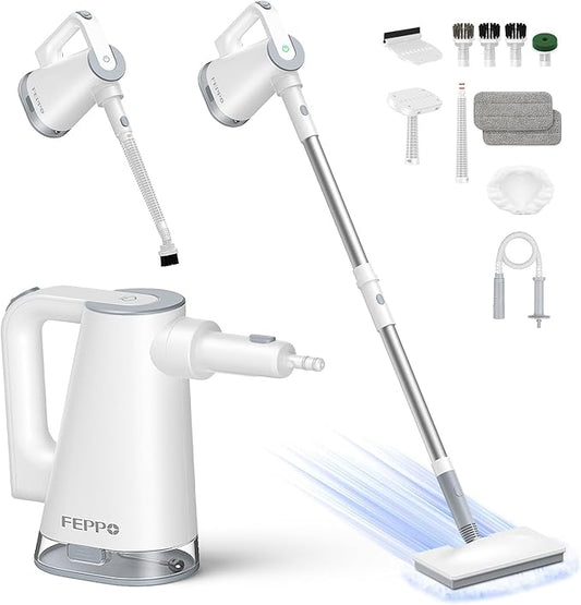 FEPPO Steam Mop & Detachable Handheld Steam Cleaner for Home and Floor Cleaning, 15s Heat-Up, 230°F Floor Steamer for Deep Cleaning with Multi-purpose Attachments Hardwood Floors, Tile,Grout,Furniture