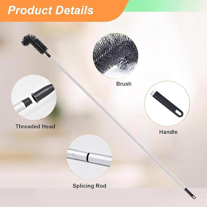 Gutter Cleaner Tools From Ground For Rooftops Wet Leaves, Gutter Cleaning Tools with 3 Brush Heads, Gutter Brush with Telescoping Handle to Unclog Downspouts(5.5ft)