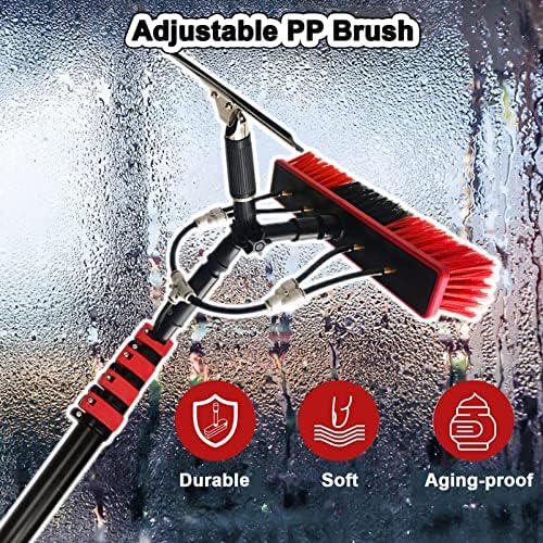 Window Cleaning Kit 4M-12M - Telescopic Water Fed Pole with Squeegee & Brush, Extendable Roof & Glass Cleaner for Outdoor Windows & Solar Panels