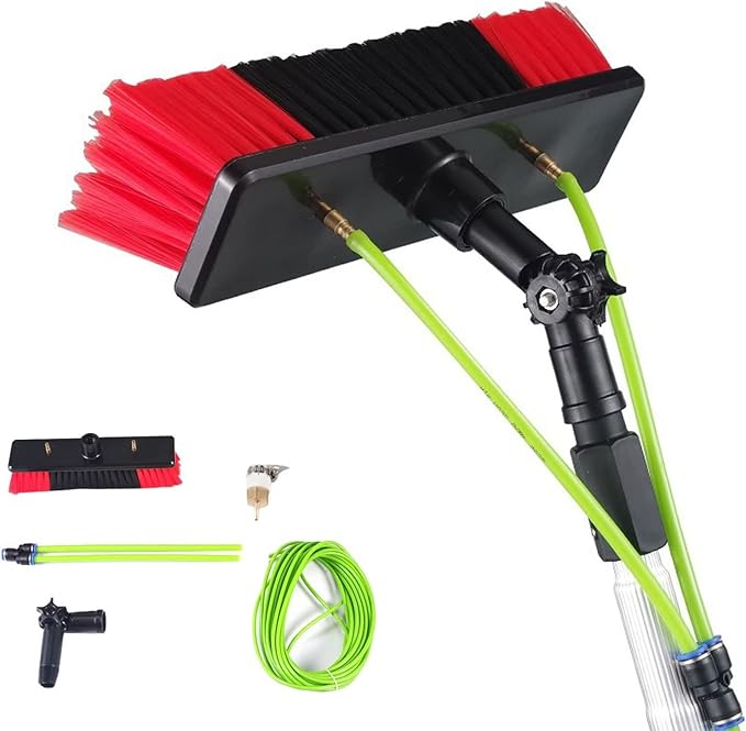 12m/39.5ft Window Cleaning Pole Water Fed Telescopic Extended Extension Conservatory Hose Fed Brush Kit(50cm Brush 12m Pole)