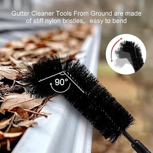 Aboiled Adjustable Gutter Cleaning Tool - Long Reach Gutter Cleaner & Brush Safe Efficient Gutter Maintenance