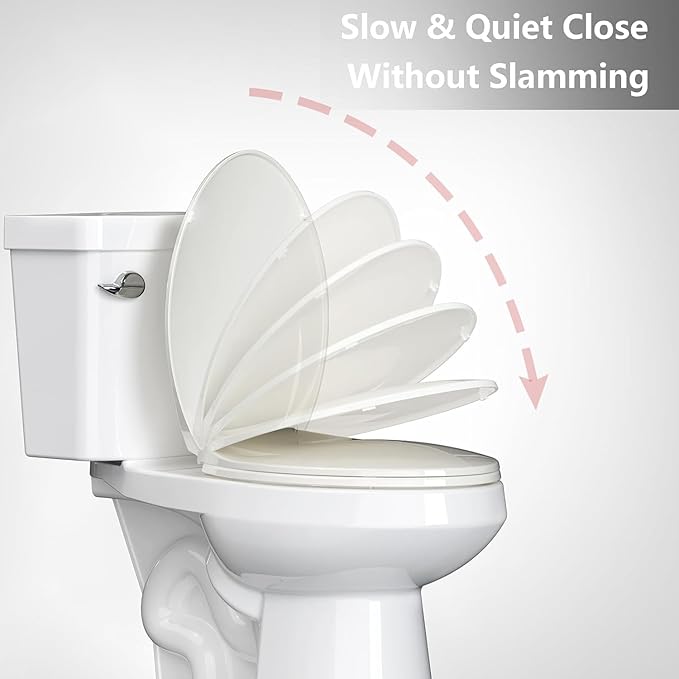 Elongated Commercial Toilet Seat 19” – Soft Close, Quick-Release & Attach, Durable Polypropylene, Grip-Tight Bumpers, Easy Install & Clean, Biscuit – Color: 19" Regular Toilet Seat Biscuit