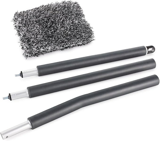 The Rag Company - Mitt on A Stick Pro+ | Clean Hard-to-Reach Roofs and Sides of Cars, Trucks, RVs, Semis & Trailers - Soft Microfiber Head and Extendable Foam Handle
