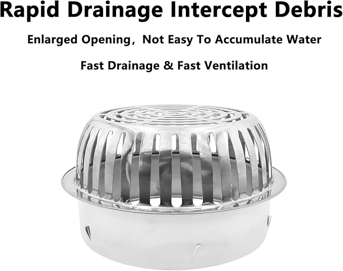 Roof Floor Drain,SAFYY 304 Stainless Steel Roof Drain Dome,Balcony Roof Dome Drain Cover,Yard Outdoor Anti Blocking Strainer,Gardens Gutter Cleaning Tool,Rain Bucket Drainage Parts (1, 160mm/6.3")