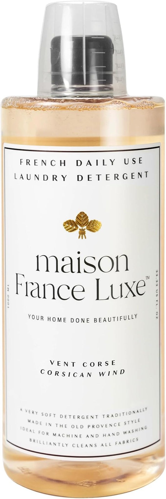 French Laundry Detergent, Plant Based Laundry Soap With Olive Oil and Coconut Oil for Machine or Hand Wash, Daily Use Formula for Colors and Whites, Corsican Wind, 34 Fl Oz