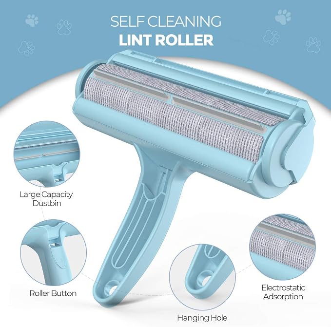 DELOMO Pet Hair Remover Roller, Reusable Lint Roller for Dog and Cat Hair | Portable Pet Hair Roller with Large Fur Bin, Fast Cleaning for Couches, Bedding, Rugs, Car Seats and Furniture, No Batteries - Image 2
