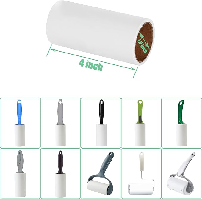 4 inch Lint Roller Refills Compatible with Evercare PetLovers Muji Swihauk Bailalibo and More Standard 4 inch Lint Rollers Extra Sticky 60 Sheets per Refill 5 Pack Total 300 Sheets - Image 2