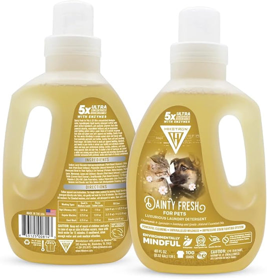 Hiketron Dainty Fresh For Pets Liquid Laundry Detergent, 5x Ultra Concentrated, Tough Stains Remover, Long Lasting Scent (80 Fl Oz, Pack of 2)