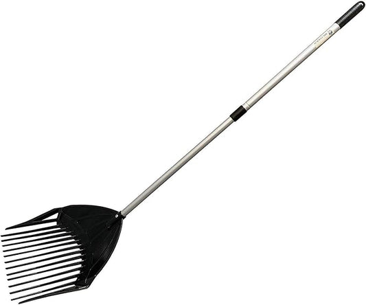 MLTOOLS Gardening Rake Shovel Sieve 3-in-1 Garden Tools, No Bend Weed Puller or Leaf Rake for Lawn, Yard, Pool, Stable, Extendable Mulch Muck Rake Telescopic Handle, Angled Pitch Fork Tines R8279-EXT