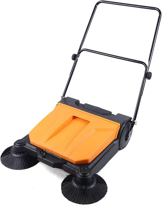 Outdoor Handheld Sweeper 27'' Gasoline Walk Behind Sweeper Power Cleaner Sweeping Broom Turf Lawns Driveway Grass Sweeping Cleaning Tool