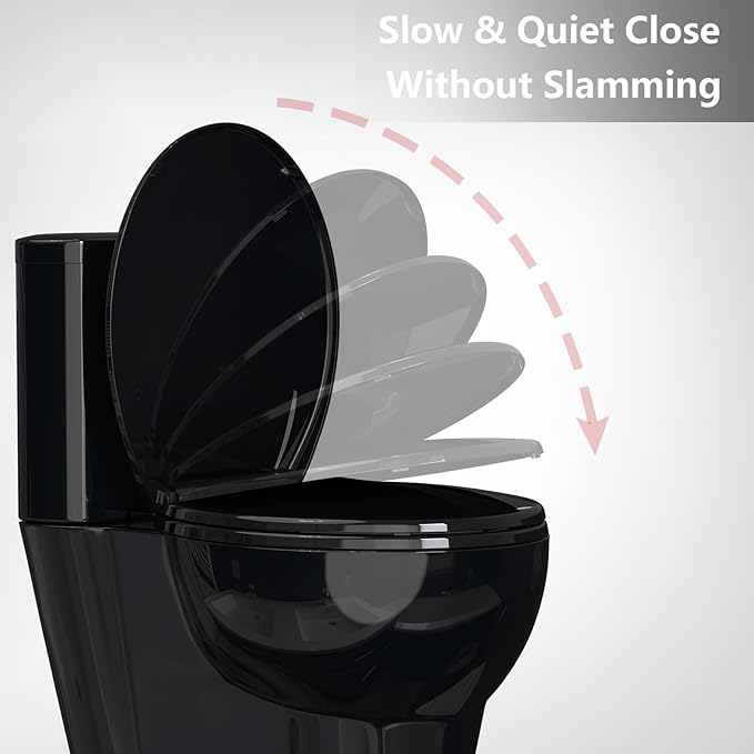 Quiet Slow-Close Commercial Toilet Seat 17" Round – Secure Lock, Quick-Release Hinges, Durable Mark-Resistant PP, Easy Install & Clean, Non-Slip, Ideal for Business Restrooms – Color: 17"