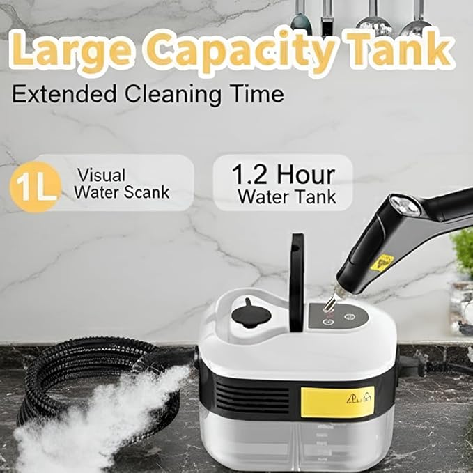 Handheld Steam Cleaner: 2500W High Temperature Pressurized Steamer with 6 Adjustable Levels - Portable Multi-Surface Steam Cleaning Machine for Kitchen, Bathroom, Furniture, Car, Windows (Red)