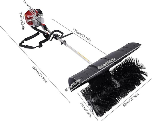 Gas Handheld Sweeper, 52CC 2.3HP Outdoor Hand Held Gas Power Broom with Blower, Cleaning Driveway Tools for Artificial Turf Street Farms