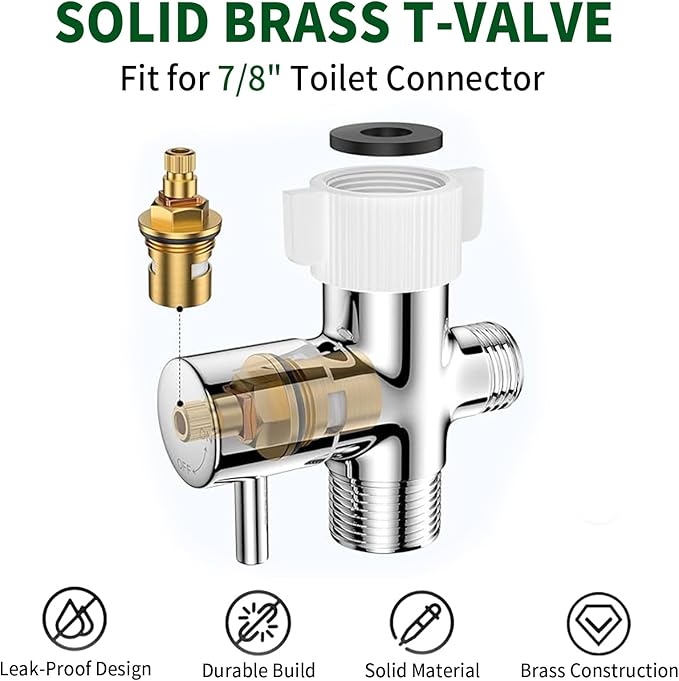 Handheld Bidet Sprayer for Toilet, Anti-Clog Chrome Head with Solid Copper T-Valve, 47" Stainless Steel Hose for Personal Hygiene Feminine Wash Toilet Cleaning, Easy Install - EYLCIMP