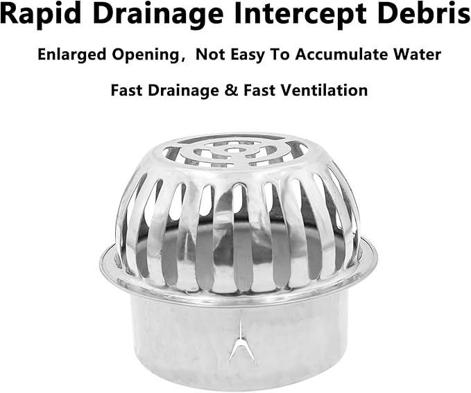 Roof Floor Drain,SAFYY 304 Stainless Steel Roof Drain Dome,Balcony Roof Dome Drain Cover,Yard Outdoor Anti Blocking Strainer,Gardens Gutter Cleaning Tool,Rain Bucket Drainage Parts (1, 110mm/4.3")