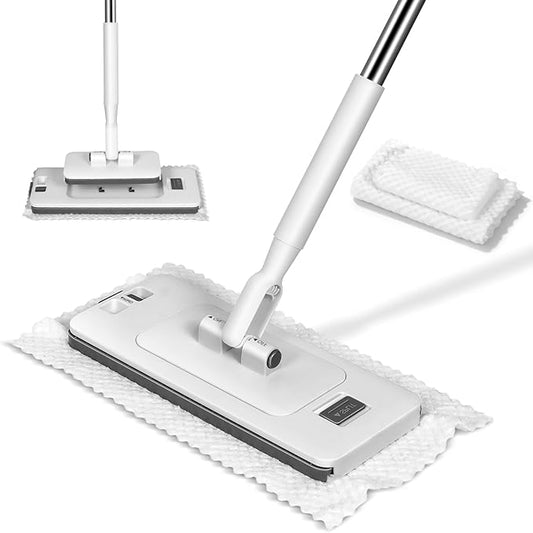 MASTERTOP Dust Mop with Mini Sweeper Mop,2-in-1 Disposable Mop with 47" Long Handle,Microfiber Mops for Floor Cleaning,No-Touch, Multi Surface Floor Cleaning