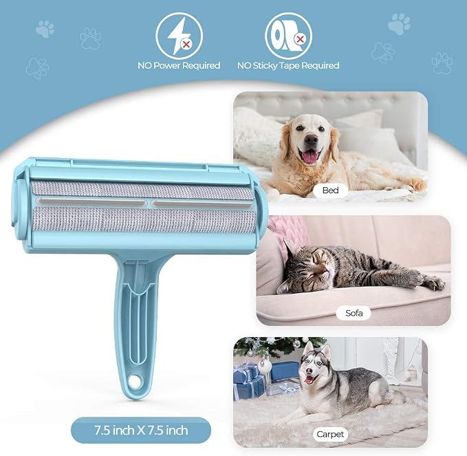 DELOMO Pet Hair Remover Roller, Reusable Lint Roller for Dog and Cat Hair | Portable Pet Hair Roller with Large Fur Bin, Fast Cleaning for Couches, Bedding, Rugs, Car Seats and Furniture, No Batteries - Image 8