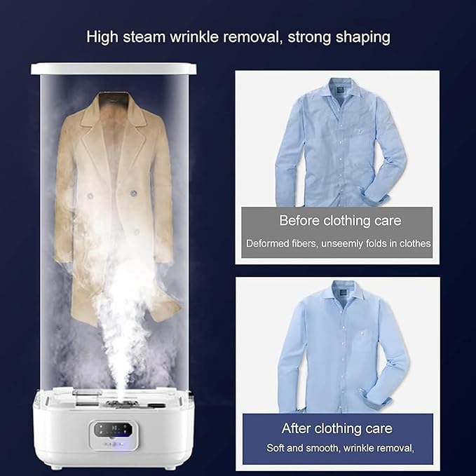 Hanging Garment Steamer, Collapsible Automatic Wireless Vertical Steam Iron with Wrinkle Removal Clip, for Clothes & Fabric, One-key Care, Quick-Drying Steam