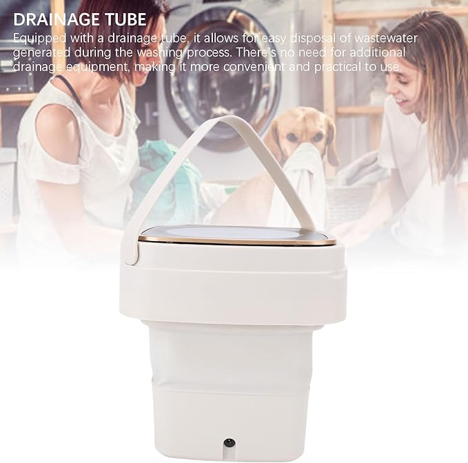 Portable Washing Machine, 18L Large Capacity Foldable Mini Washer with Drain Hose, 2/3 Water Filling for Deep Cleaning, for Undergarments, Socks, Apartments, Dorm, Travel Laundry