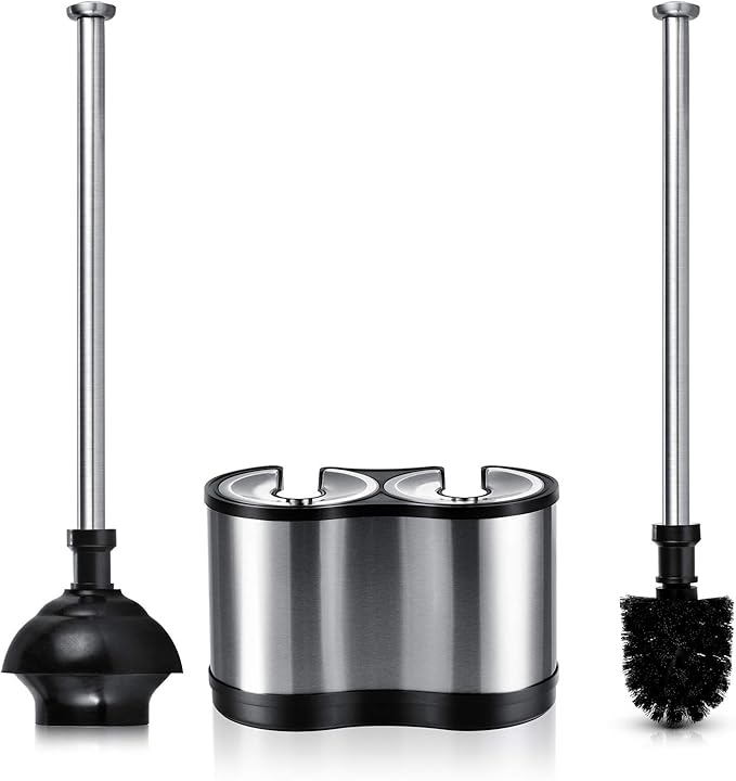 ToiletTree Products Modern Deluxe Freestanding Toilet Brush and Plunger Combo - 5.5" x 9.5" x 18.5" (2 Pack)