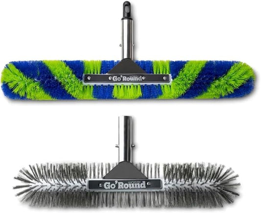 GoRound 360 Pool Brush Pack (18in Stainless Steel + 24in Polypropylene)