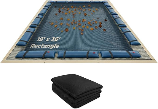 Buffalo Blizzard 18 ft x 36 ft Rectangle Pool Leaf Net | Mesh Pool Net Cover | Leaf Net for Above Ground Pool | Remove Leaves & Debris From Your Winter Cover | 4 Ft of Overlap | Winch & Cable Included