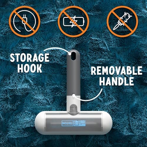 Triton Travel Pet Hair Removal Tool w/Fur Trapping Compartment and Detachable Handle, 60% Smaller Storage Size, Reusable Shedding Roller, Cat and Dog Hair Remover for Furniture, Couch (Gray/White) - Image 7