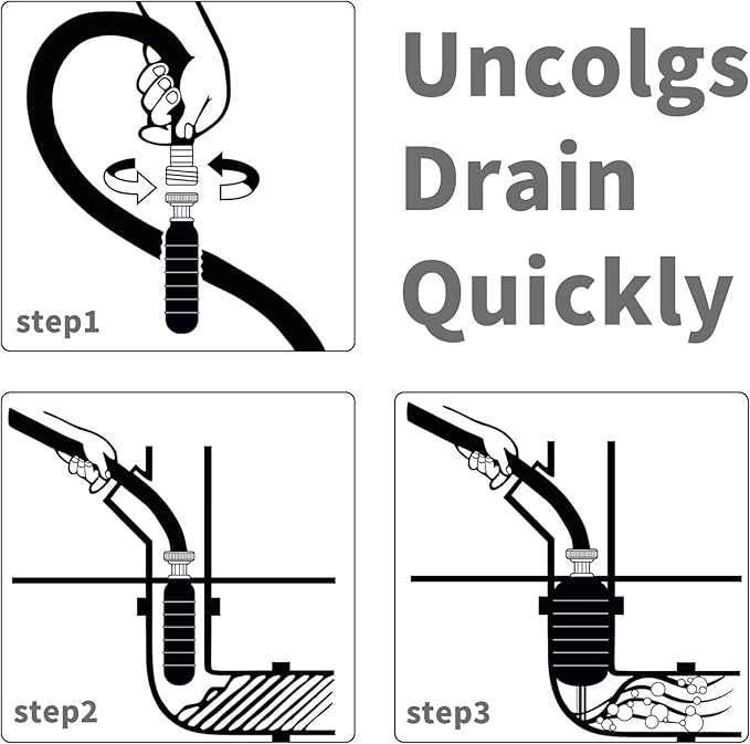 GlückMarine Large Drain Cleaning Bladder fits 4 to 6 Inch Drain Pipes unclogs Stubborn Blockages in Kitchen Sink Bathtub Main Drain and Sewer Line with Water Power