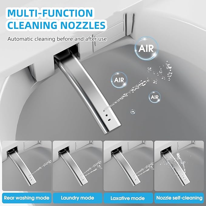 Smart Toilet with Bidet Built In with Warm Water Sprayer and Dryer, Foot Sensor Operation,Heated Seat toilet with LED Display for Bathroom,One Piece Bidet Toilet with Auto Dual Flush