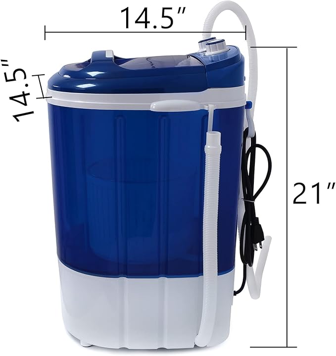 HTTMT- 7LB Capacity Portable Mini Washing Machine w/Spinner Timer Control Compact Clothes Laundry Washing Machine For Apartment Traveling RV Water Saving Kids [P/N: ET-HOME007-BLUE]