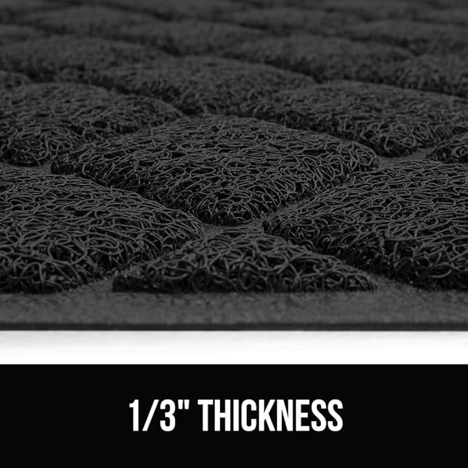 GORILLA GRIP Cat Litter Box Mat, 35x23, Water Resistant, US Designed Kitty Litter Trapping Mats, Easy to Clean, Scatter Control, Less Mess and Clean Floors, Kitten Supplies for Indoor Cats, Black