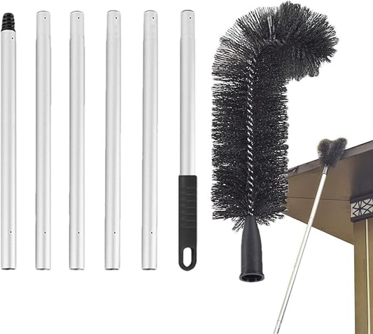 Gutter Cleaning Tool with Curved Stiff Bristles, Retractable Flexible Roof Gutter Brush Cleaner for Removing Dust, Leaves, Debris, and Branches