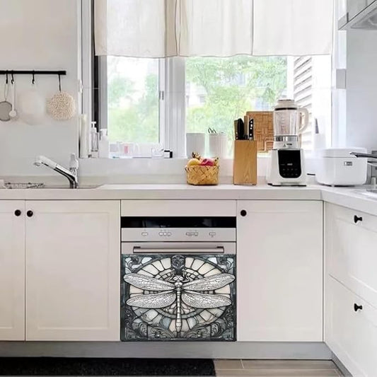 Dishwasher Magnetic Cover Front Door Dragonfly Refrigerator Magnet Decor Magnetic Sheet Sticker for Kitchen Appliance 23X17 in