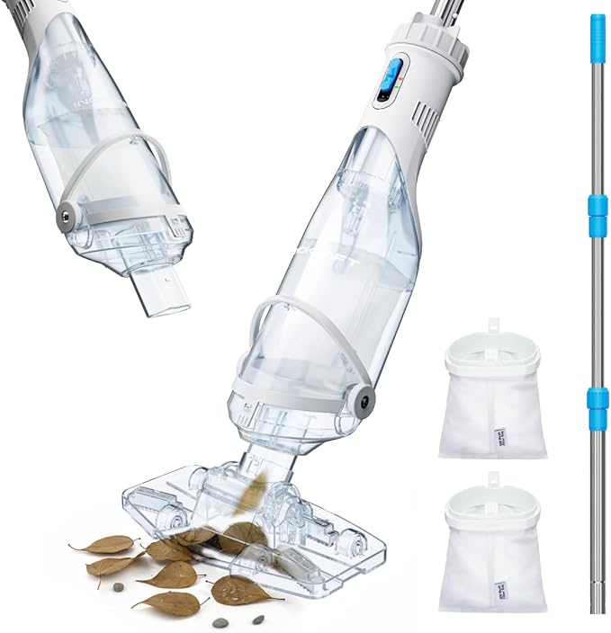 InoKraft Pool Vacuum for Above Ground Pool, Cordless Handheld Pool Vacuum for Inground Pools, Rechargeable Pool Cleaner with Powerful Suction up to 18.5 gallons/min, Ideal for Leaves, Debris, Blue