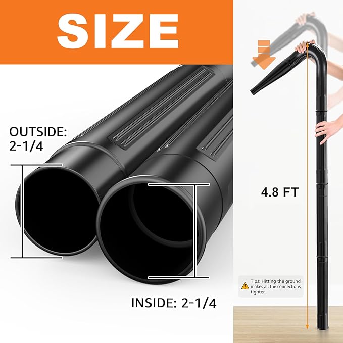 Sealegend Gutter Cleaning Tools for 2-1/2 in. Wet/Dry Vacuum Cleaner, Shop Vac Hose Attachments for Cleaning or Blowing Debris from Gutters Up to 4.8FT, 2-1/2 in. Shop Vac Accessories