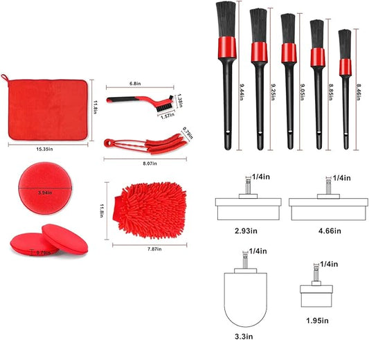 Car Cleaning Tools Kit with Detailing Brush for Cleaning Wheels Dashboard Interior Exterior Air Vents Car Seats Windows