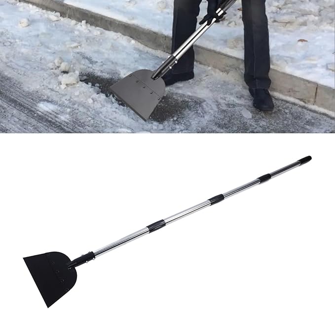 Snow Shovel,Ice Scraper Tool for Driveway,Cleaning Weed Removal Tool Floor Scraper Long Handle Flat Shovel Snow Ice Chopper Ice Removal Tool for Walkway Driveway Road Clean
