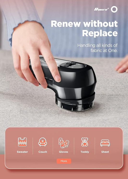 Bymore Fabric Shaver, Lint Shaver, Sweater Shaver for Clothes, Space Black | Compact one-button design refreshes clothes quickly and fits easily in a bag for home, office or travel - Image 2