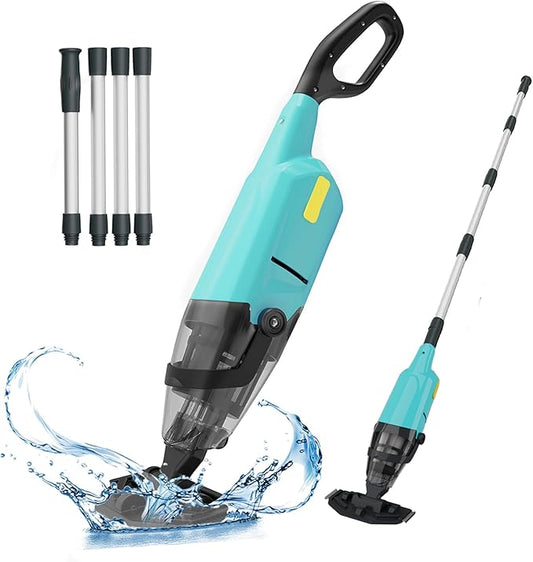 EFURDEN Pool Vacuum for Above Ground Pool, Cordless Handheld Rechargeable Pool Cleaner with Running Time Up to 60 Minutes for Sand and Debris, Ideal for In-Ground Pools, Spas, and Hot Tubs (Green)