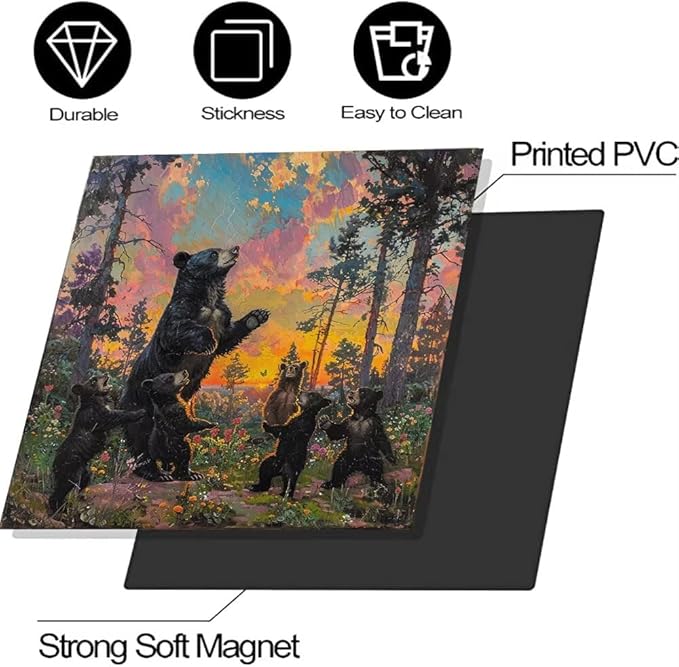 Dishwasher Magnet Cover, Forest Black Bear Family Magnetic Dishwasher Sticker for Kitchen Decoration 23x26in Fridge Panel Vinyl Decal Farmhouse Refrigerator Cover